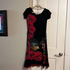 Desiqual Cirque Du Soleil long belted dress. Pattern on front and back.